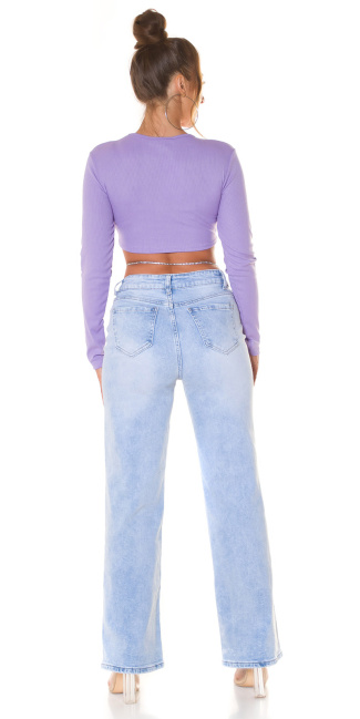 cropped longsleeve Shirt with Cut Outs Lilac